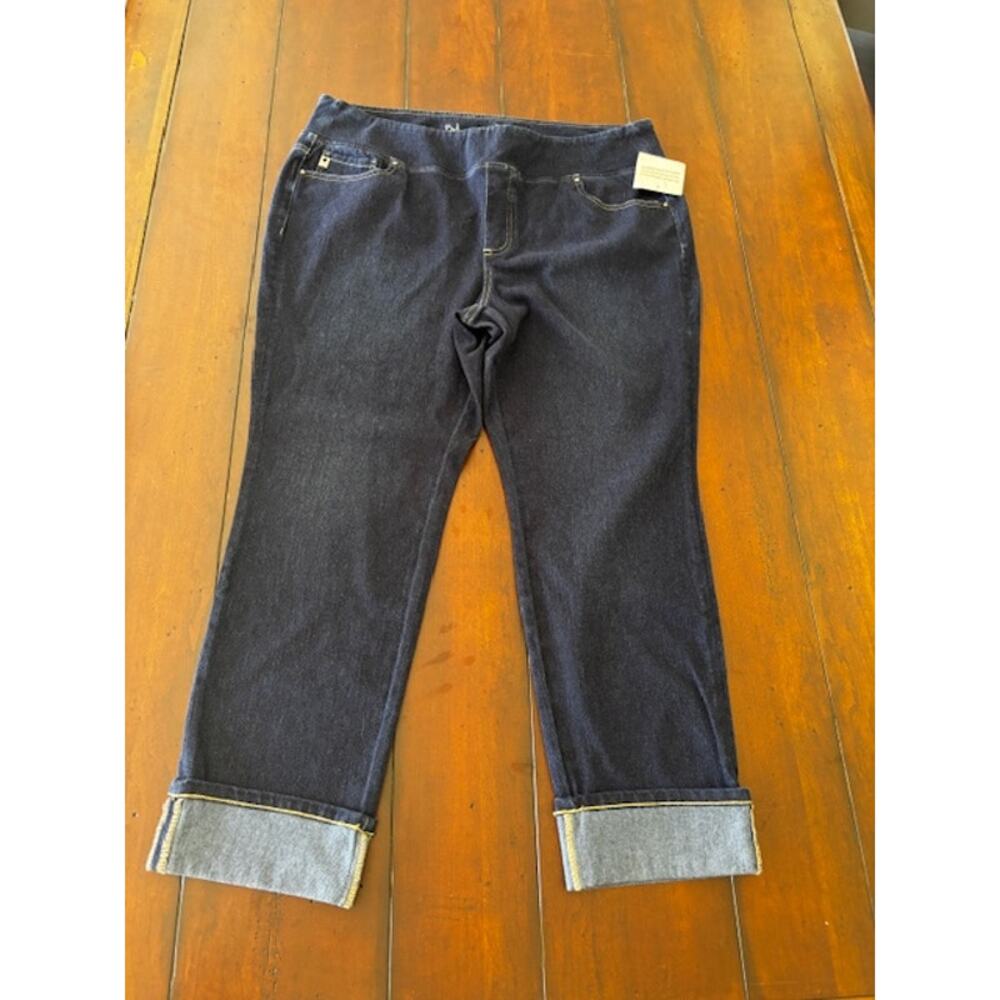Belle‎ by Kim Gravel 20W Pull On Boyfriend Jeans NWT Stretch Denim Cuffed